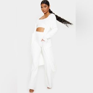 Cream Chenille Cardigan, Crop Top & Pants Set☁️